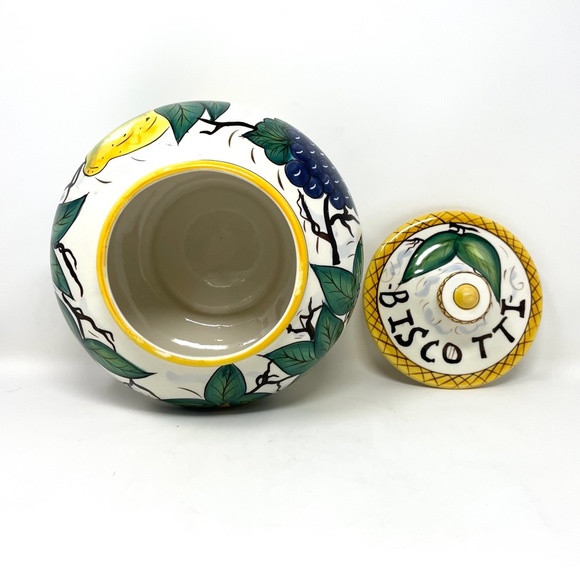 Bella Casa by Ganz Hand Painted Italian Pottery Signed by Valerio Biscotti Jar - Picture 6 of 8